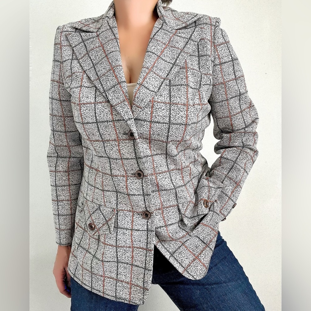 Grey Rainbow Checked Sprinkle Blazer Vtg